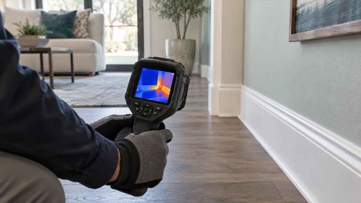 Illustration of a thermal inspection of a home